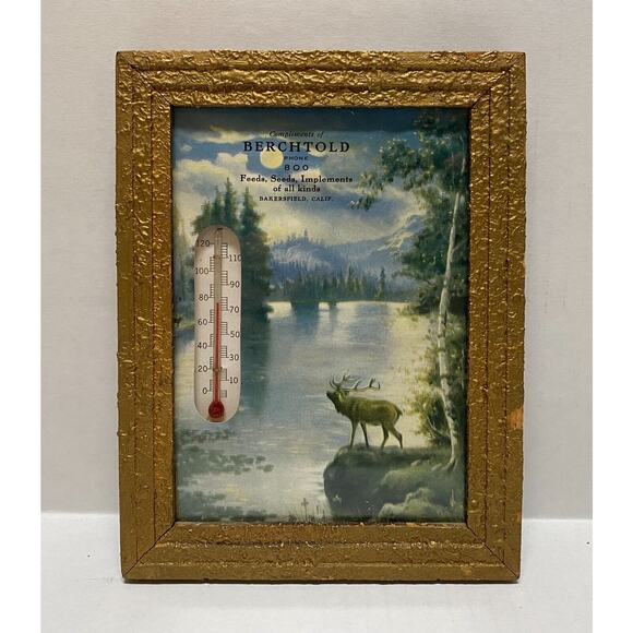 Vtg Berchtold Advertising Thermometer Feed Seed Implements Bakersfield CA AG 5B